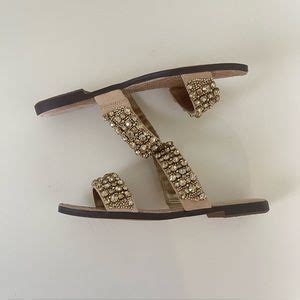Sam Edelman Shoes Sam Edelman Ezel Embellished Two Strap Slide Sandal In Sesame Nude Color