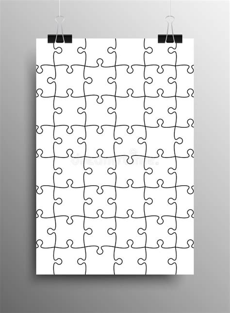 Vertical Poster A4 Puzzle Pieces White Puzzles Stock Vector