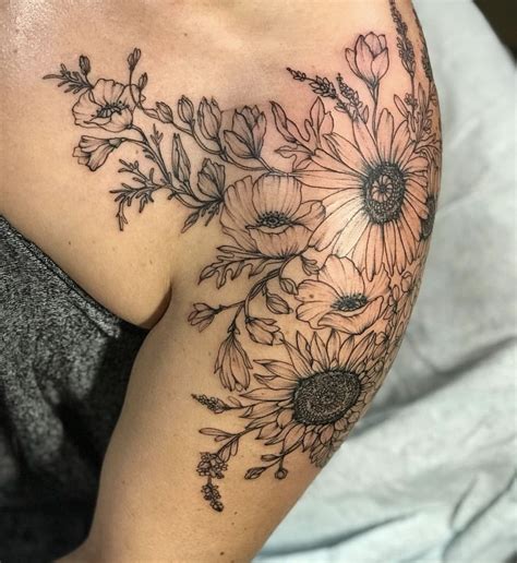 Shoulder Cap Tattoo Sunflower Tattoo Shoulder Shoulder Tattoos For