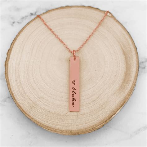 Personalized Vertical Name Bar Necklace Sincerely Silver