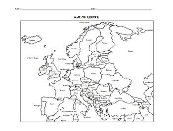 MAP OF EUROPE PRINTABLE COLORING PAGE WITH COUNTRIES by Interactive Printables