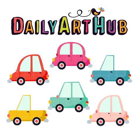 Colorful Cute Cars Collection Clip Art Set – Daily Art Hub // Graphics ...