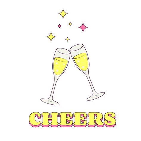 Cheers Champagne Glasses in Retro Groove Style 12113115 Vector Art at ...