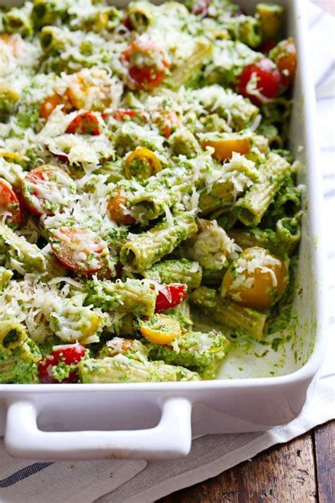 Healthy Baked Pesto Rigatoni Recipe Pinch Of Yum