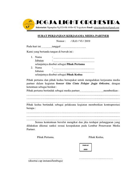 Surat Perjanjian Kerjasama Media Partner Pdf Pdf