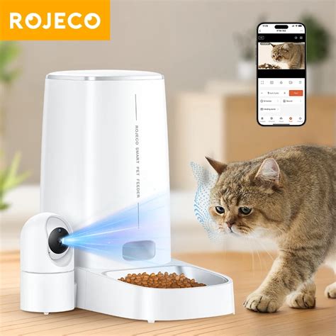 ROJECO Automatic Cat Feeder With 360 Rotating Camera Vedio 4L WiFi Cat