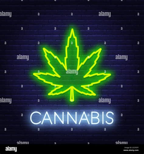 Cannabis Neon Sign On Brick Wall Background Stock Vector Image Art