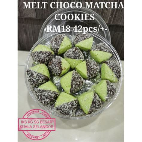 HOMEMADE KUIH RAYA MELT CHOCO MATCHA COOKIES 42PCS IKS KG SG BESAR