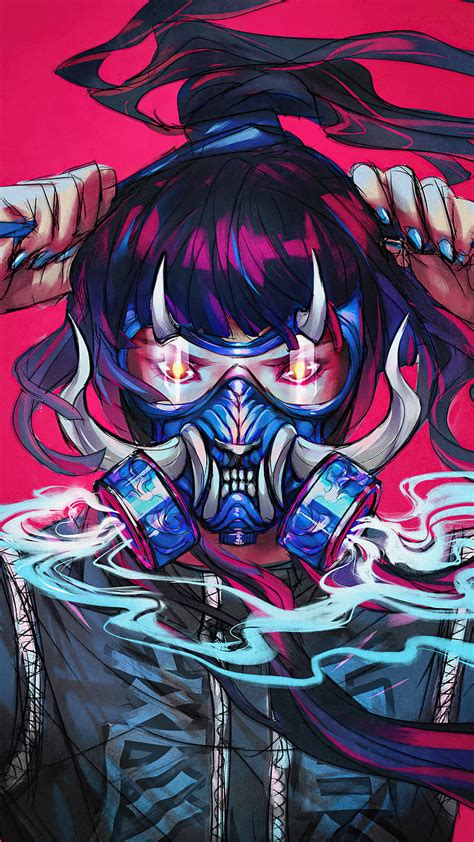 Oni Gas Mask Girl Anime Gas Mask Smoke Hd Phone Wallpaper Peakpx