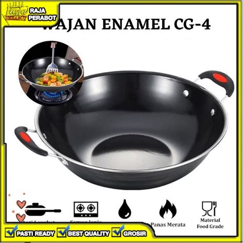 Jual RPB WAJAN ENAMEL KUPING MARBLE TEFLON 34CM PENGGORENGAN ANTI