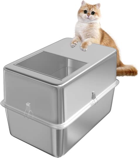 Amazon Stainless Steel Cat Litter Box Entirely Metal Top Entry