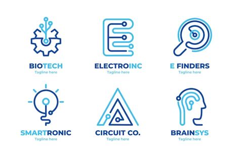 Colección De Logotipos De Electrónica Degradada Vector Gratis