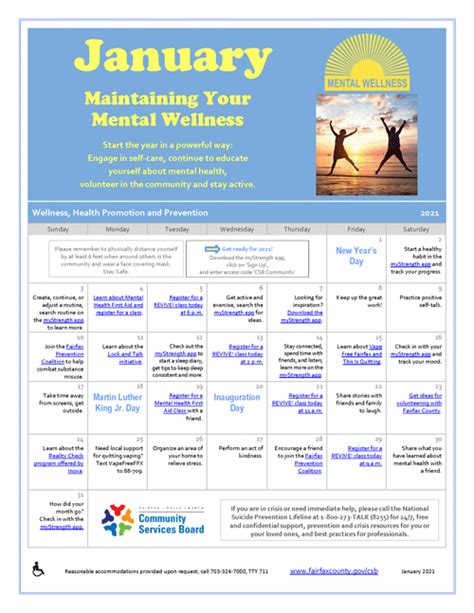 January Wellness Calendar Dyane Yasmin