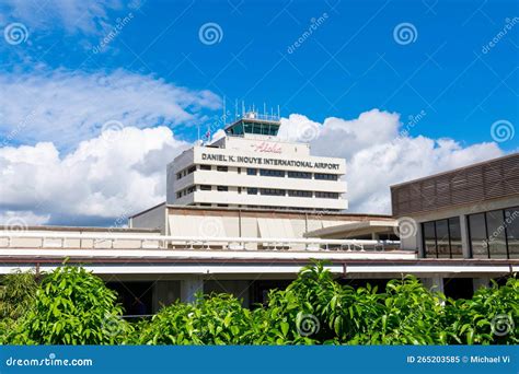 Daniel K Inouye International Airport Sign On Building Tower Facade Of