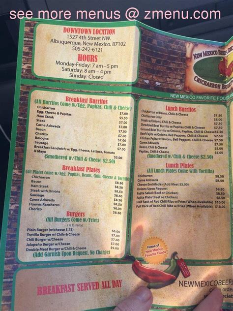 Menu At New Mexico Beef Jerky Company Restaurant Albuquerque Candelaria Rd Ne