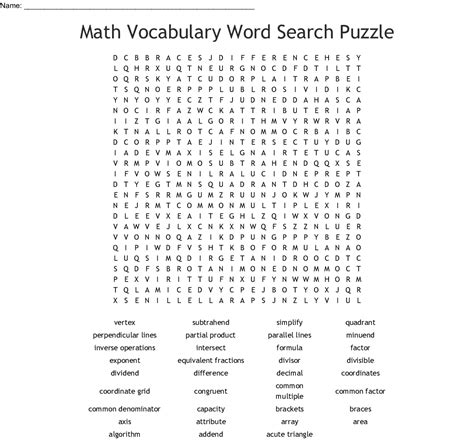 5th Grade Math Vocabulary Word Search Wordmint Word Search Printable