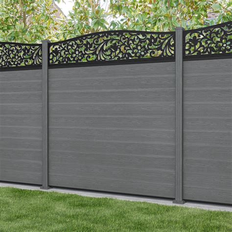 Classic Eden Curved Top Fence Panel - Mid Grey - with our composite po ...