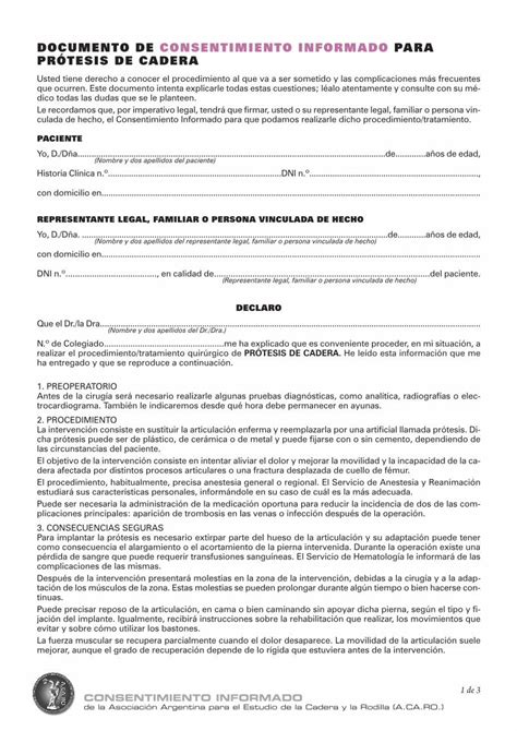 PDF DOCUMENTO DE CONSENTIMIENTO INFORMADO PARA PRÓTESIS DE