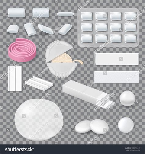 Chewing Gum Mockups Stripes Tablets Blister Stock Vector (Royalty Free