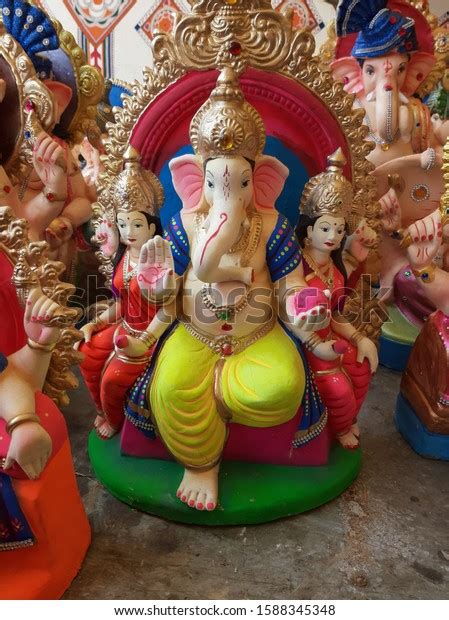 Lord Ganesha His Two Wife Riddhi Stock Photo 1588345348 Shutterstock