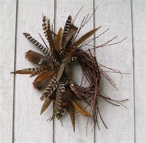 Primitive Twig Wreath Wild Turkey Feather Wreath Pheasant Feather