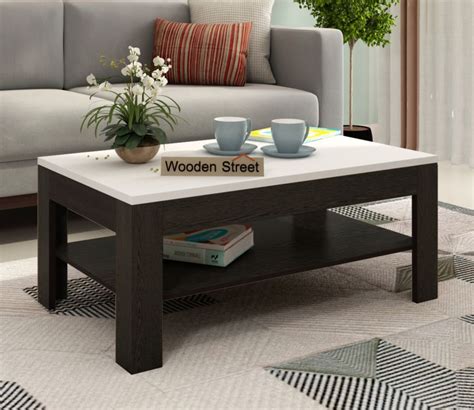 Buy Beach Coffee Table With Frosty White Top Flowery Wenge Finish At