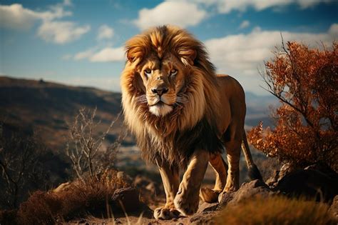 Premium AI Image | Majestic Lion in the Wild Roaring Majesty Lion's Realistic Portrait in ...