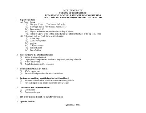 industrial attachment report writing guide version  moi