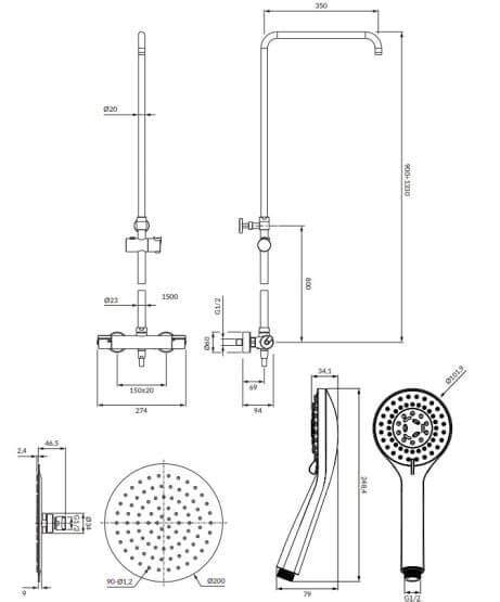 Termostatyczny System Prysznicowy Natynkowy Chrom Y Y1244XOCR Omnires