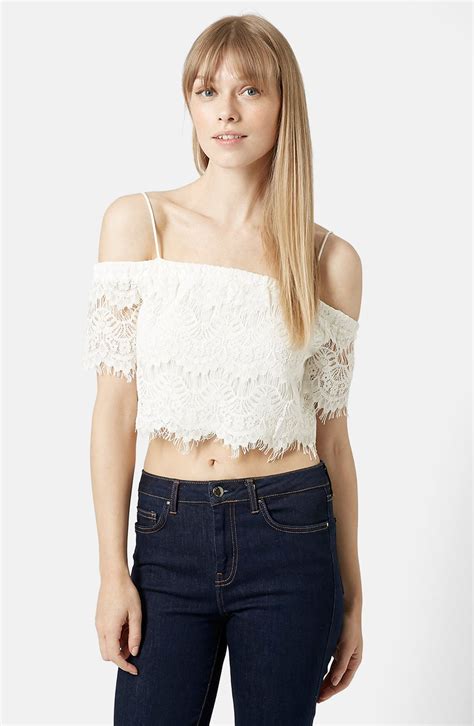 Topshop Off The Shoulder Lace Crop Top Nordstrom