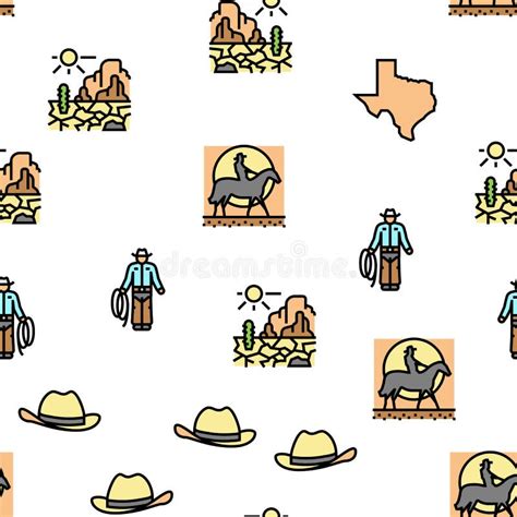 Western Cowboy And Sheriff Man Vector Seamless Pattern Stock Vector