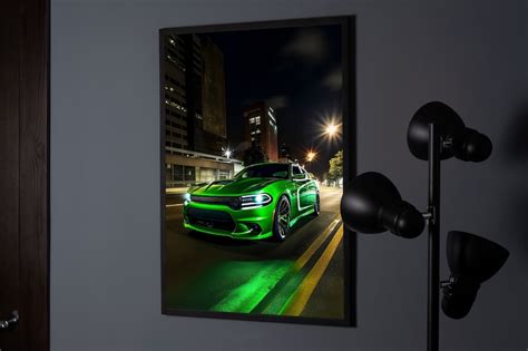 Green Dodge Charger Poster Dodge Charger Print Wall Art Decor Muscle ...