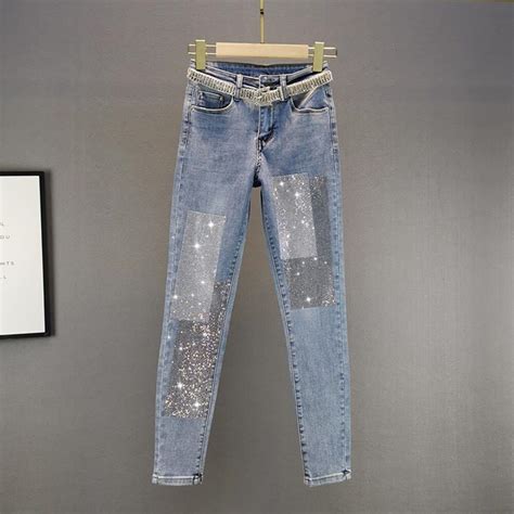 Rhinestone Kad Nlar I In Skinny Jeans Moda 2022 Bahar Yeni Y Ksek Bel