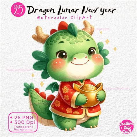 Dragon Lunar New Year Watercolor, Dragon Clipart, Chinese New Year ...