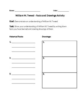 William M. Tweed - Facts and Drawings Activity by Jwood Education