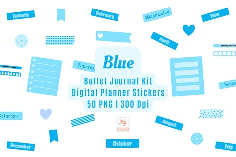 Blue Digital Planner Stickers Kit Graphic by Mycreativee · Creative Fabrica