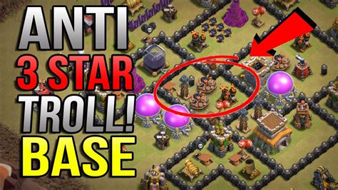 Coc Th8 Best Troll Base With Replays Clash Of Clans Town Hall 8 Trophy Base Youtube