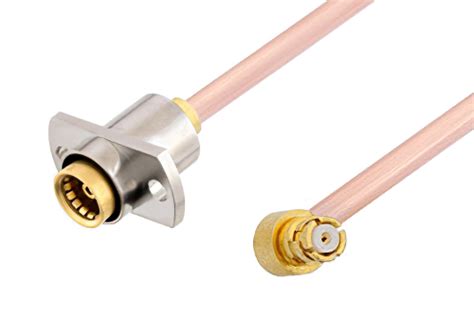 Slide On Bma Jack 2 Hole Flange To Smp Female Right Angle Cable Using Rg405 Coax