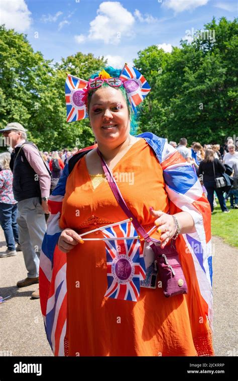 Crowd In St James Park London England Watching The Platinum Jubilee