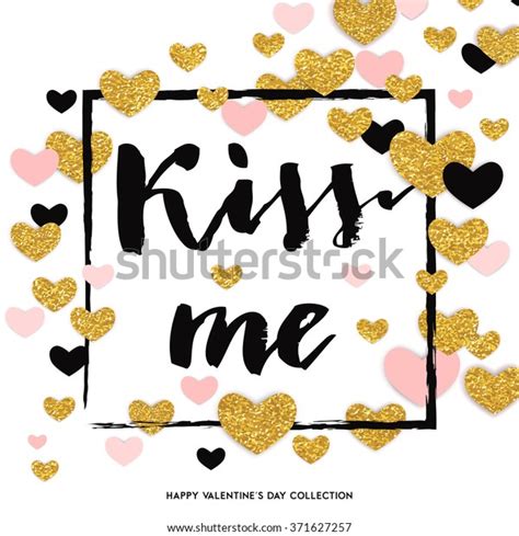 Happy Valentines Day Gold Glittering Textured Stock Vector Royalty