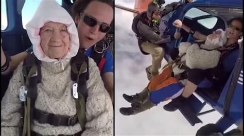 102 Year Old Grandma Becomes Worlds Oldest Skydiver Pics And Videos