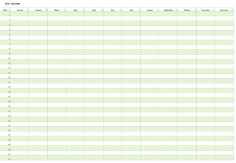 Any Year Calendar (vertical) Template In Excel (Download.xlsx)