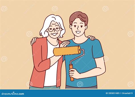 Grandmother Hugging Her Cute Grandson Cartoon Vector Cartoondealer