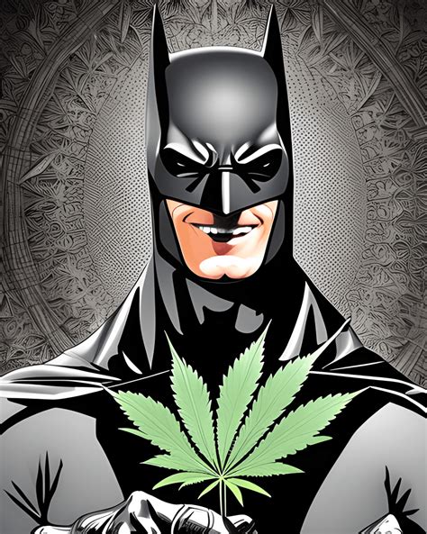 Batman Smiling with Big Bag of Weed · Creative Fabrica