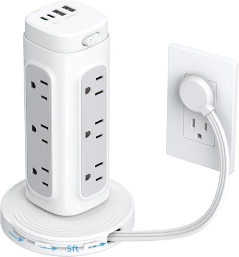 Amazon Trond Flat Plug Power Strip Tower Ft Retractable