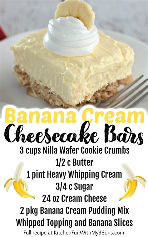 Banana Cream Cheesecake Bars Are A Delicious Creamy Banana Flavor