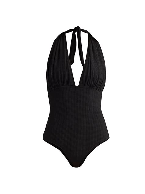 Shoshanna Halter One Piece Swimsuit In Jet Editorialist