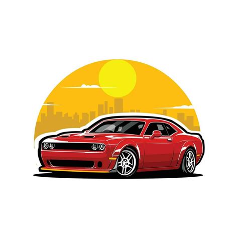 American Muscle Car Vector Art Illustration. Sport Car Vector. Best for ...