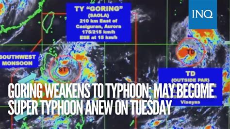 Goring Weakens To Typhoon May Become Super Typhoon Anew On Tuesday