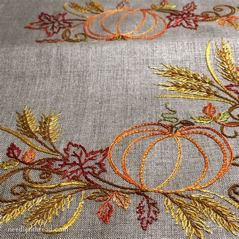 A Finish Embroidered Table Runner For Fall NeedlenThread